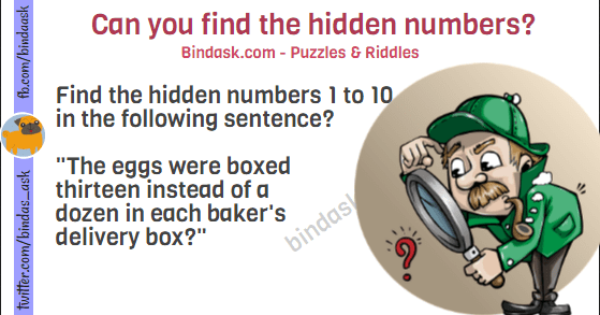 Can You Find The Hidden Numbers Puzzles And Riddles