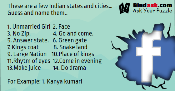 Solve This…. These are a few Indian states and cities… Guess and name them..