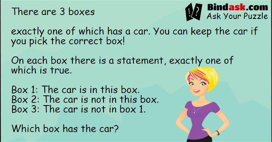 There are 3 boxes, exactly one of which has a car. You can keep the car if you pick the correct box!
