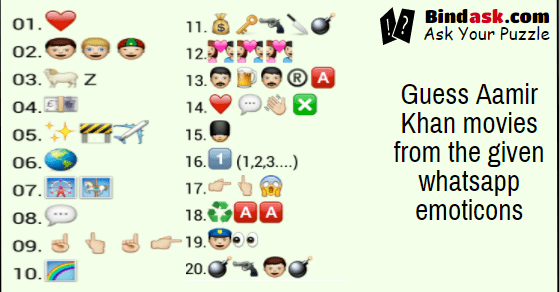 Guess Aamir Khan movies from the given whatsapp emoticons