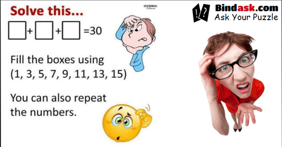 Solve this [] +[] +[] =30