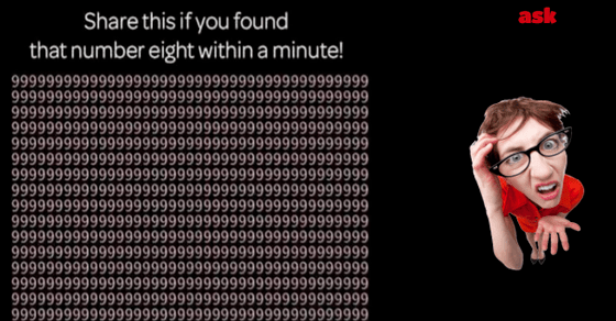 Share this if you found the number eight within a minute