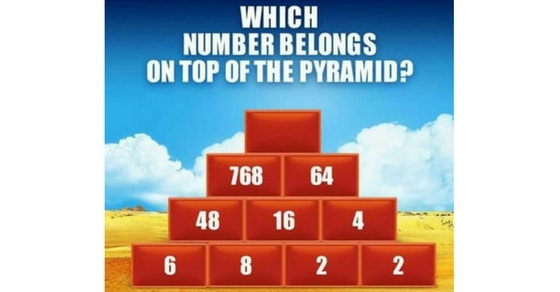 Which number belongs on top of the pyramid?